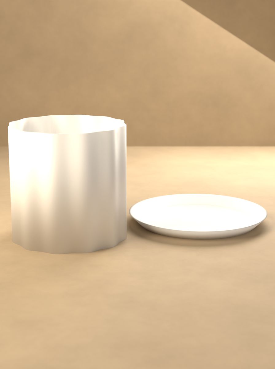 Kanallı Silindir Saksı (100 mm Çap, 100 mm Yükseklik, 12 Kanal, Altlık Tabaklı) görsel 3