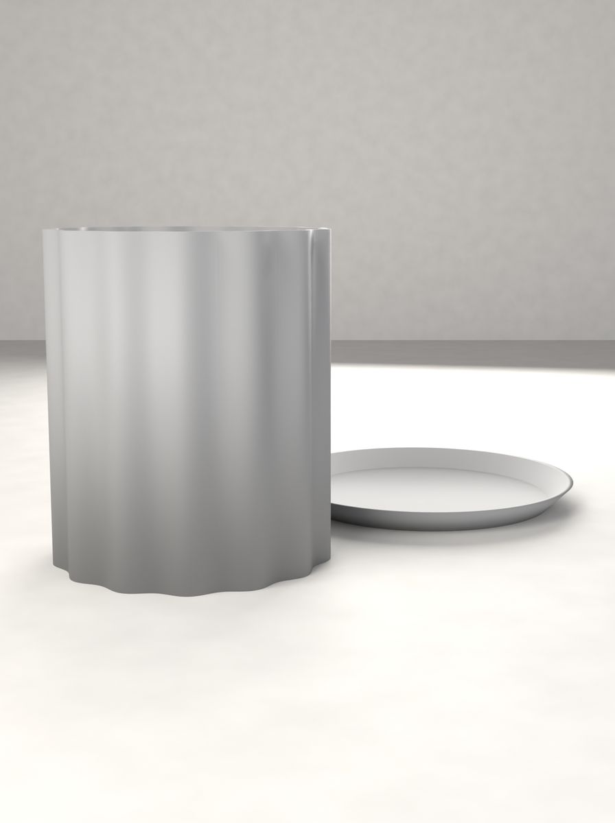 Kanallı Silindir Saksı (100 mm Çap, 120 mm Yükseklik, 14 Kanal, Altlık Tabaklı) görsel 2