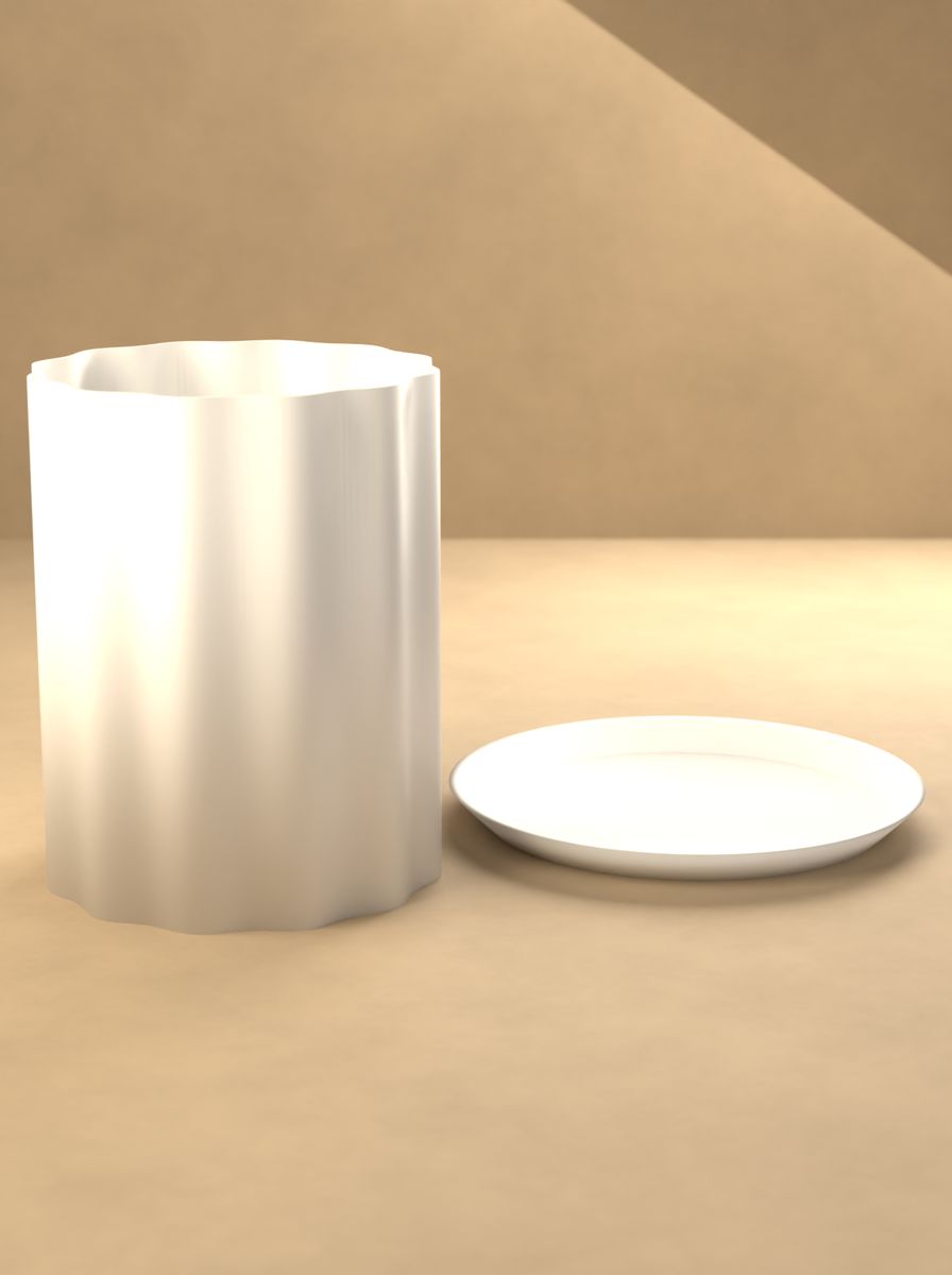 Kanallı Silindir Saksı (100 mm Çap, 130 mm Yükseklik, 12 Kanal, Altlık Tabaklı) görsel 3