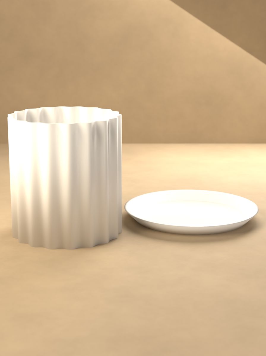 Kanallı Silindir Saksı (90 mm Çap, 100 mm Yükseklik, 18 Kanal, Altlık Tabaklı) görsel 3