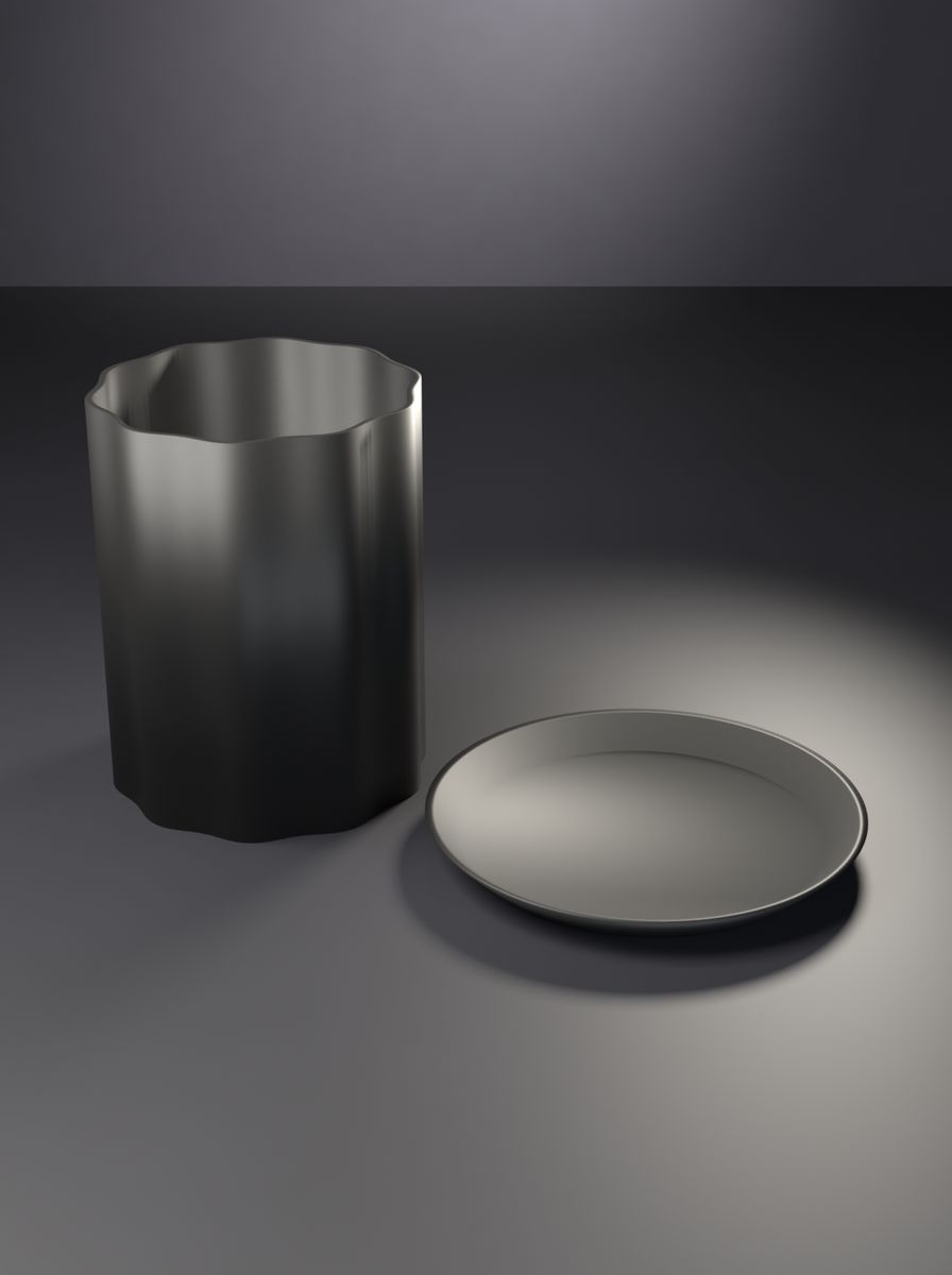 Kanallı Silindir Vazo (85 mm Çap, 110 mm Yükseklik, 10 Kanal, Altlık Tabaklı) görsel 1