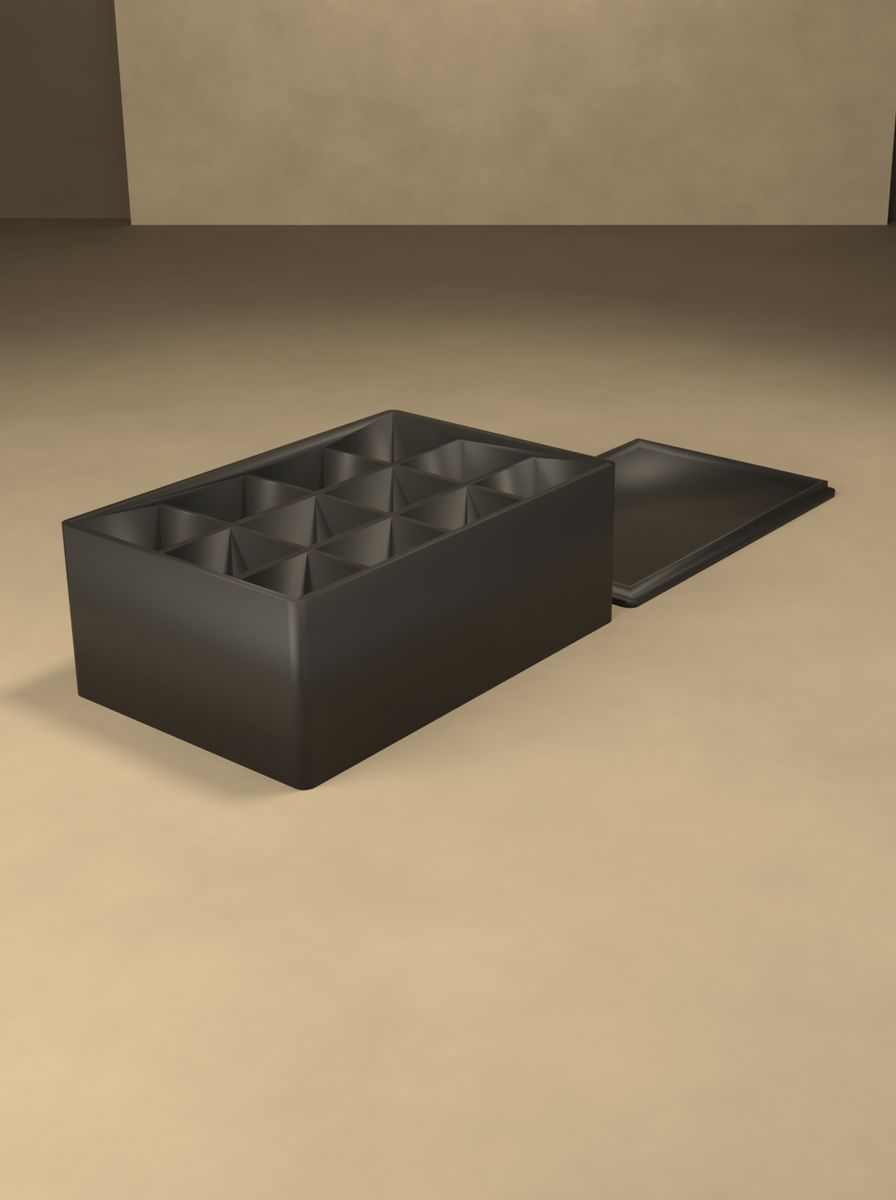 Kapaklı Kalın Duvarlı Organizer Kutu (120 × 80 × 45 mm, 4 × 3 Gözlü) görsel 4