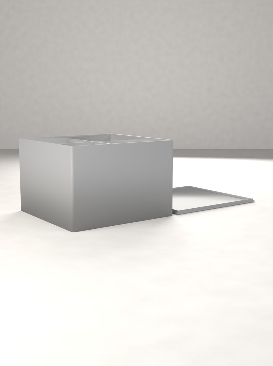 Kapaklı Kare Organizer Kutu (150 × 150 × 100 mm, 2 × 2 Gözlü) görsel 2
