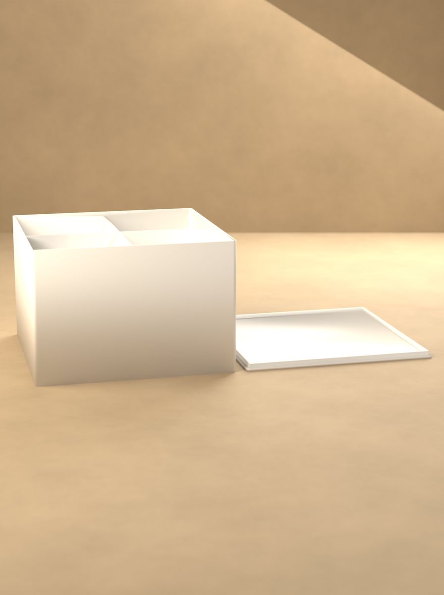 Kapaklı Kare Organizer Kutu (150 × 150 × 100 mm, 2 × 2 Gözlü) görsel 3