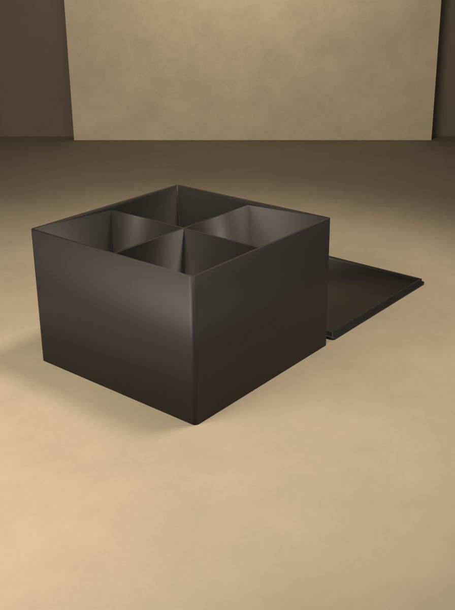 Kapaklı Kare Organizer Kutu (150 × 150 × 100 mm, 2 × 2 Gözlü) görsel 4