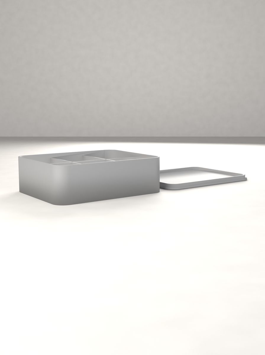 Kapaklı Organizer Kutu (100 × 80 × 30 mm, 3 × 2 Gözlü, Yuvarlak Köşeli) görsel 2