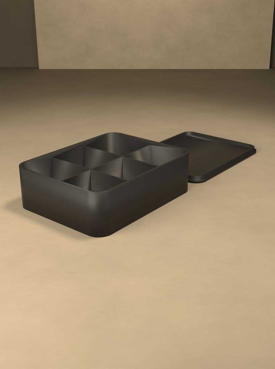 Kapaklı Organizer Kutu (100 × 80 × 30 mm, 3 × 2 Gözlü, Yuvarlak Köşeli) görsel 4