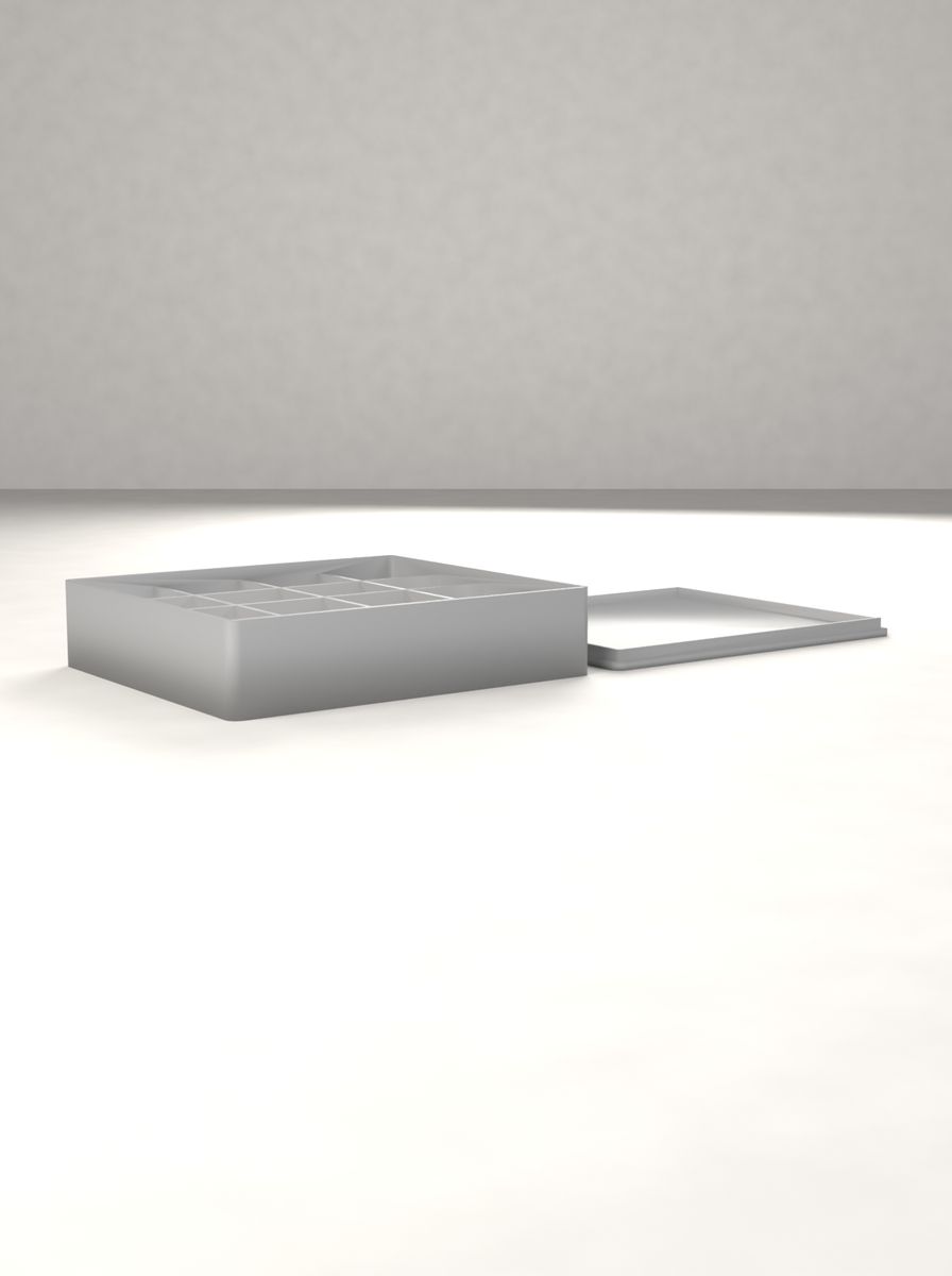 Kapaklı Organizer Kutu (100 × 90 × 22 mm, 4 × 4 Gözlü) görsel 2