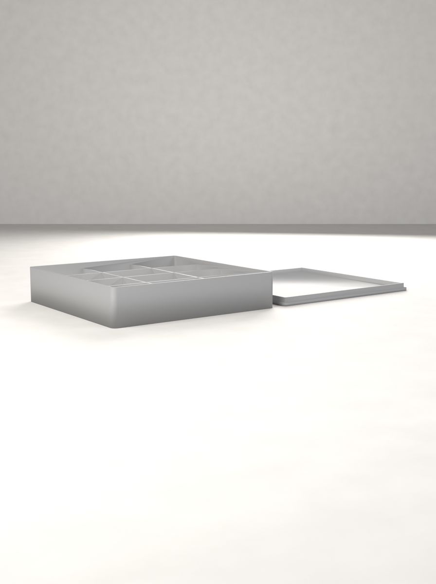 Kapaklı Organizer Kutu (110 × 110 × 22 mm, 3 × 4 Gözlü) görsel 2
