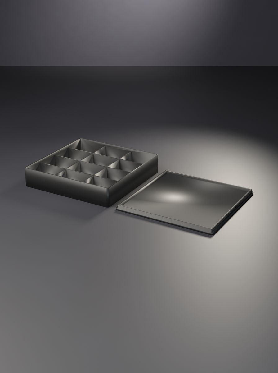 Kapaklı Organizer Kutu (110 × 110 × 22 mm, 3 × 4 Gözlü)