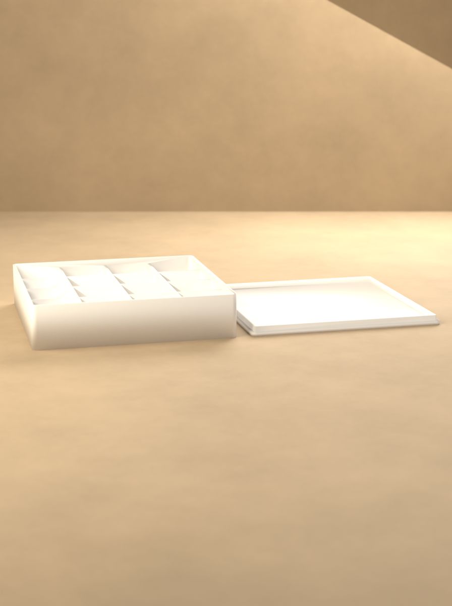Kapaklı Organizer Kutu (110 × 110 × 24 mm, 4 × 4 Gözlü) görsel 3