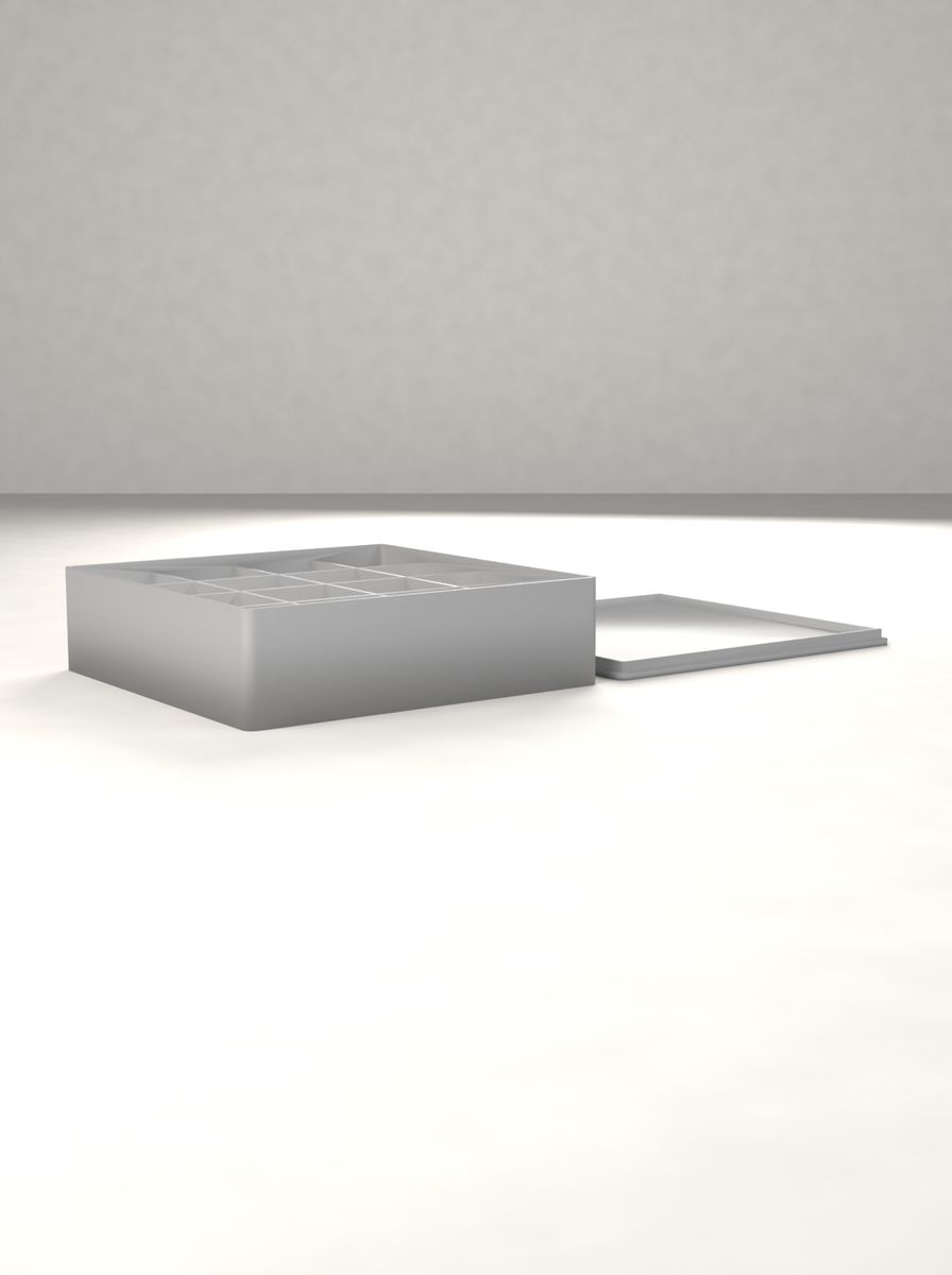 Kapaklı Organizer Kutu (110 × 110 × 30 mm, 4 × 4 Gözlü) görsel 2