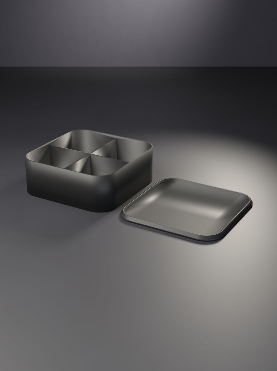 Kapaklı Organizer Kutu (110 × 110 × 40 mm, 2 × 2 Gözlü, Yuvarlak Köşeli)
