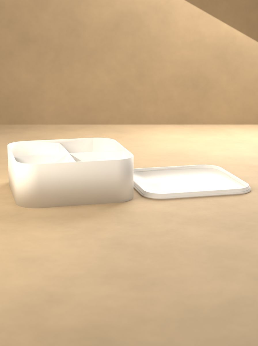 Kapaklı Organizer Kutu (110 × 110 × 40 mm, 2 × 2 Gözlü, Yuvarlak Köşeli) görsel 3
