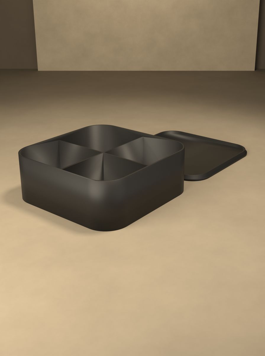 Kapaklı Organizer Kutu (110 × 110 × 40 mm, 2 × 2 Gözlü, Yuvarlak Köşeli) görsel 4