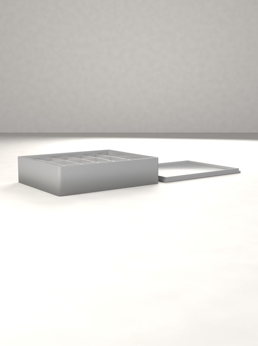 Kapaklı Organizer Kutu (110 × 90 × 26 mm, 6 × 3 Gözlü) görsel 2