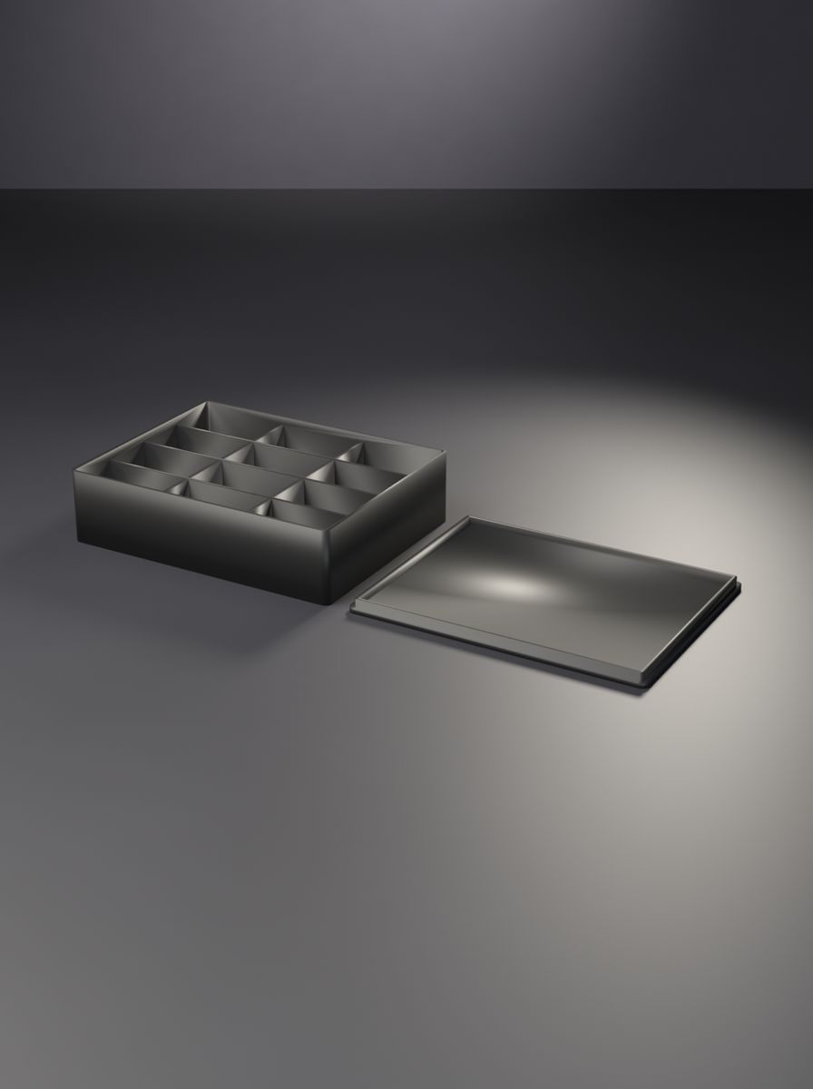 Kapaklı Organizer Kutu (118 × 92 × 30 mm, 3 × 4 Gözlü)