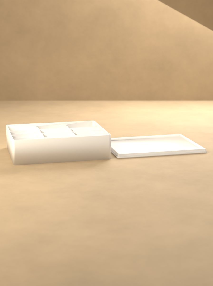 Kapaklı Organizer Kutu (118 × 92 × 30 mm, 3 × 4 Gözlü) görsel 3