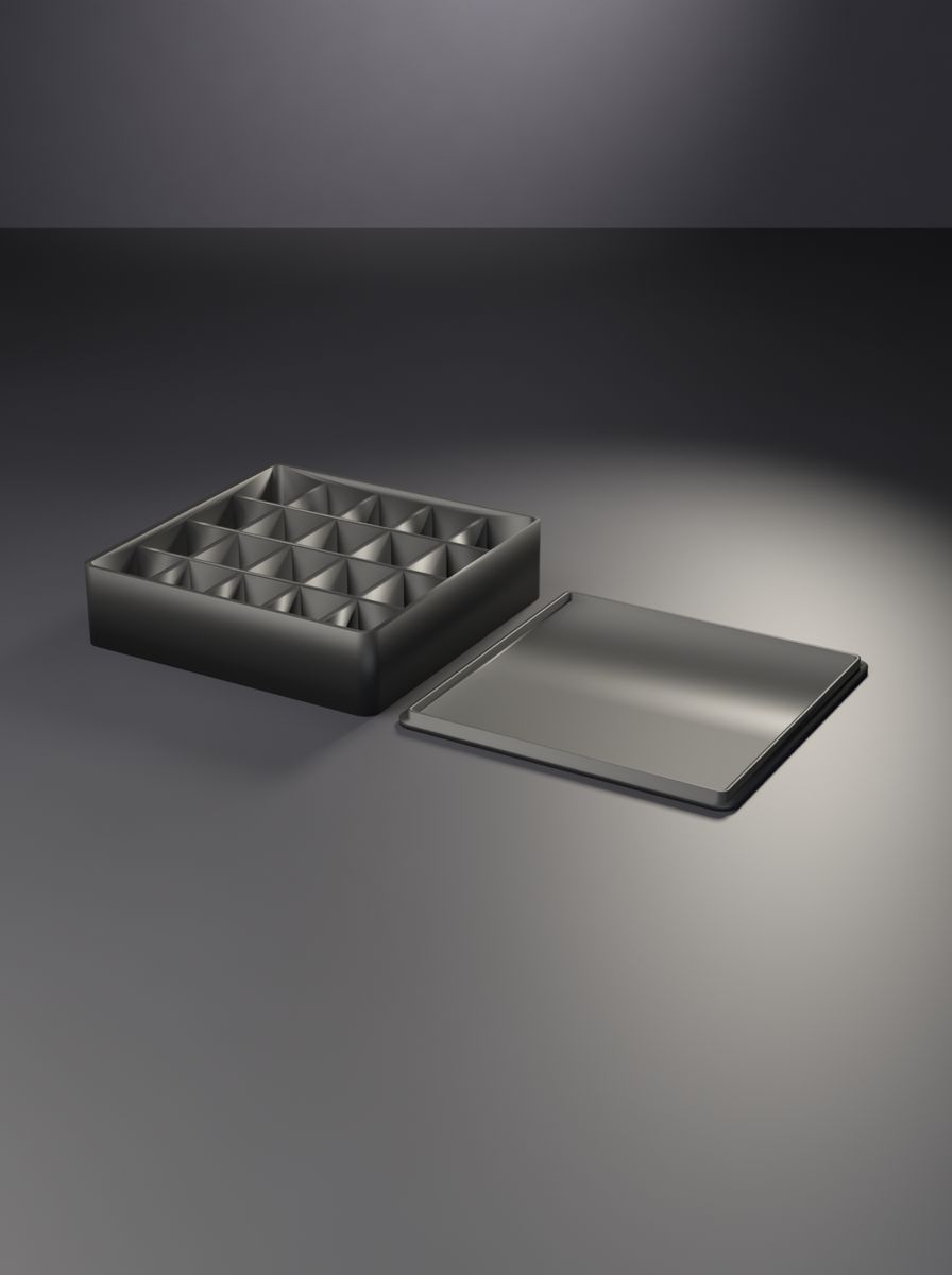 Kapaklı Organizer Kutu (120 × 120 × 30 mm, 5 × 4 Gözlü, Yuvarlak Köşeli)