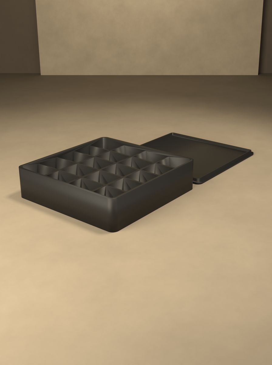 Kapaklı Organizer Kutu (120 × 120 × 30 mm, 5 × 4 Gözlü, Yuvarlak Köşeli) görsel 4