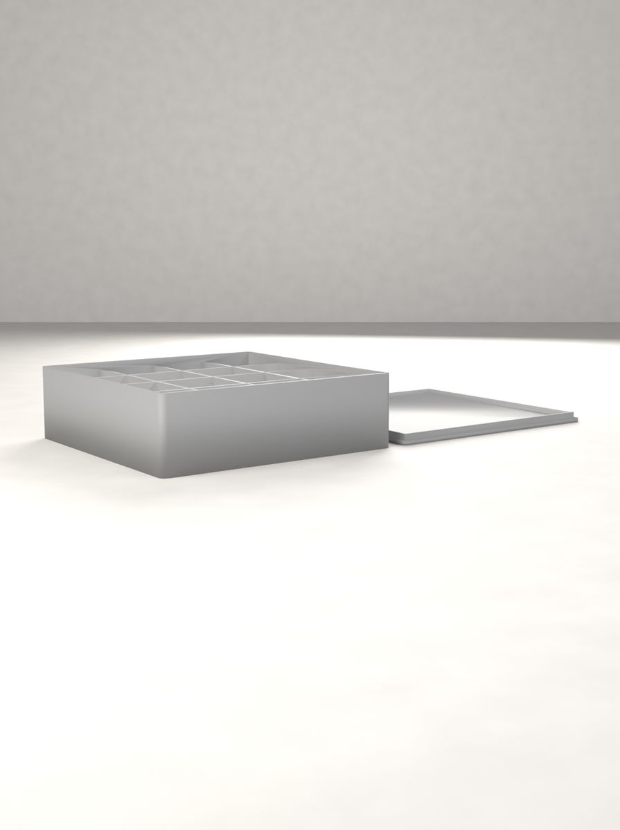 Kapaklı Organizer Kutu (120 × 120 × 35 mm, 4 × 4 Gözlü) görsel 2