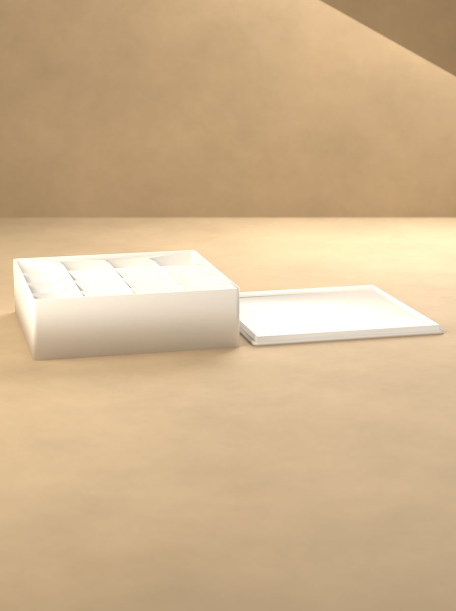 Kapaklı Organizer Kutu (120 × 120 × 35 mm, 4 × 4 Gözlü) görsel 3