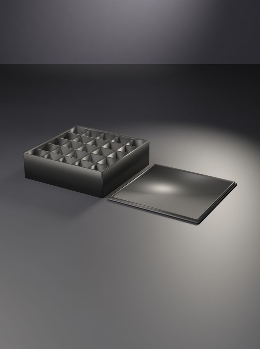 Kapaklı Organizer Kutu (156 × 156 × 45 mm, 5 × 5 Gözlü, Kalın Duvarlı)