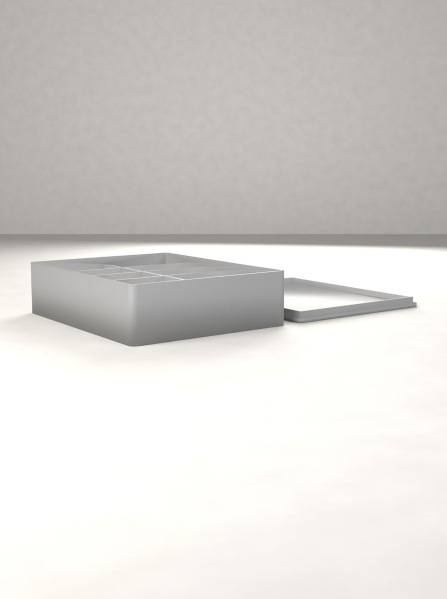 Kapaklı Organizer Kutu (80 × 100 × 25 mm, 2 × 5 Gözlü) görsel 2