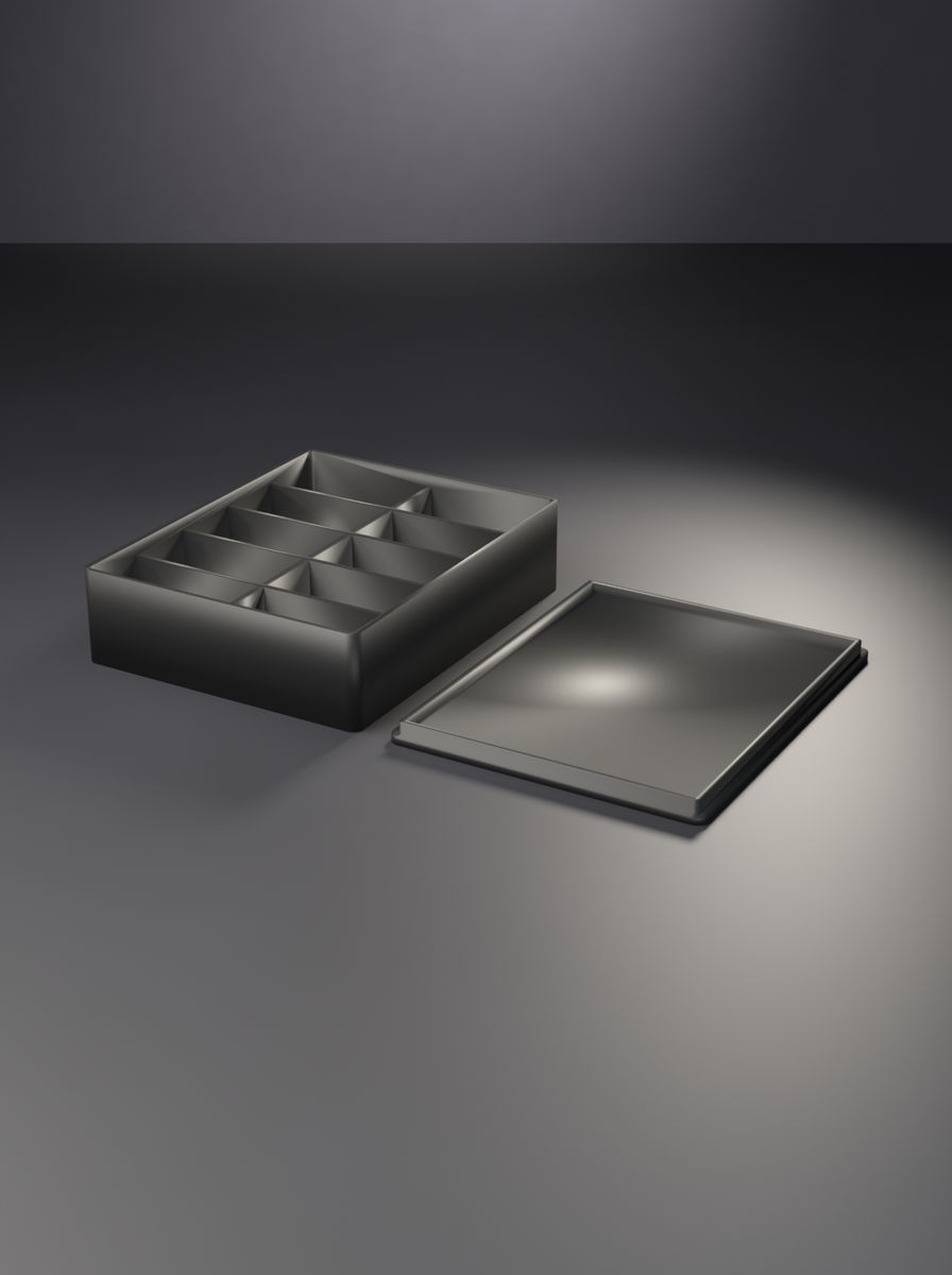 Kapaklı Organizer Kutu (80 × 100 × 25 mm, 2 × 5 Gözlü)