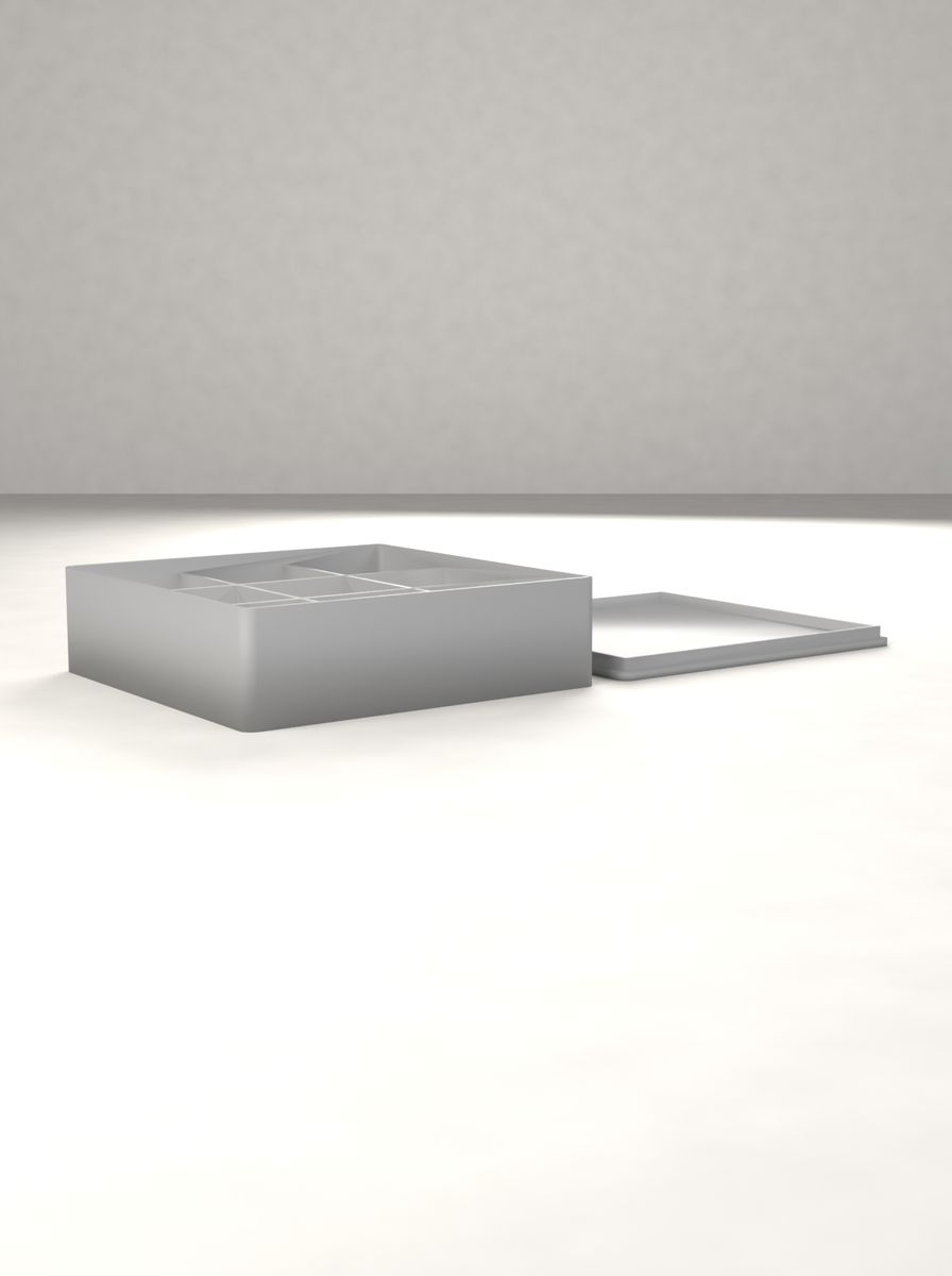 Kapaklı Organizer Kutu (90 × 90 × 25 mm, 3 × 3 Gözlü) görsel 2