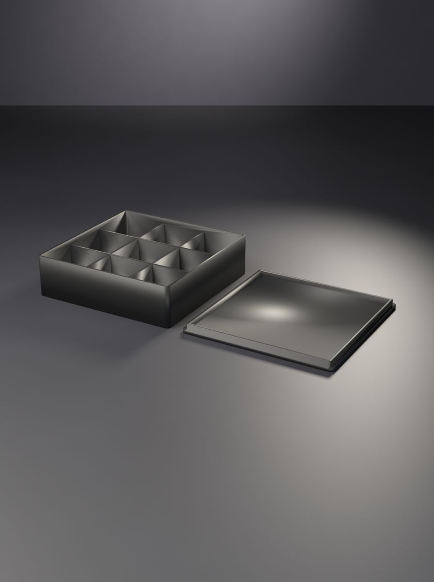 Kapaklı Organizer Kutu (90 × 90 × 25 mm, 3 × 3 Gözlü)