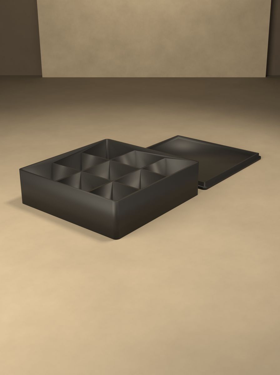 Kapaklı Organizer Kutu (90 × 90 × 25 mm, 3 × 3 Gözlü) görsel 4