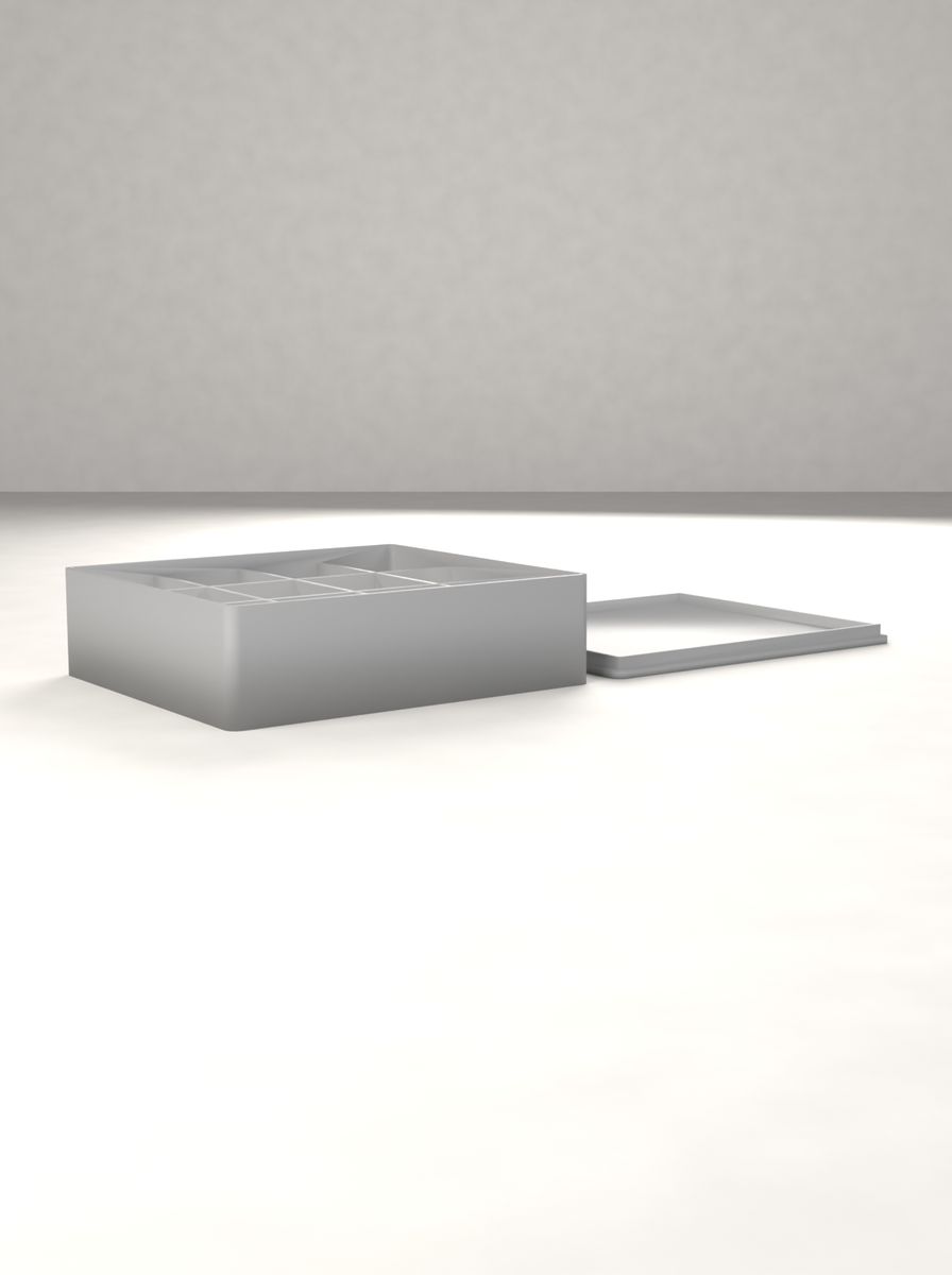 Kapaklı Organizer Kutu (95 × 85 × 26 mm, 4 × 3 Gözlü) görsel 2