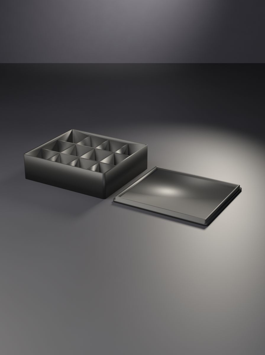Kapaklı Organizer Kutu (95 × 85 × 26 mm, 4 × 3 Gözlü)