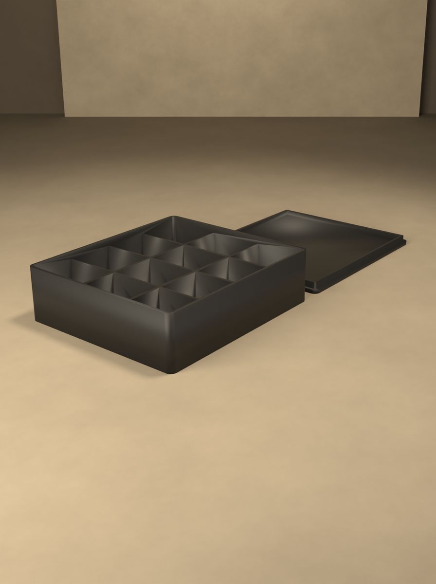 Kapaklı Organizer Kutu (95 × 85 × 26 mm, 4 × 3 Gözlü) görsel 4