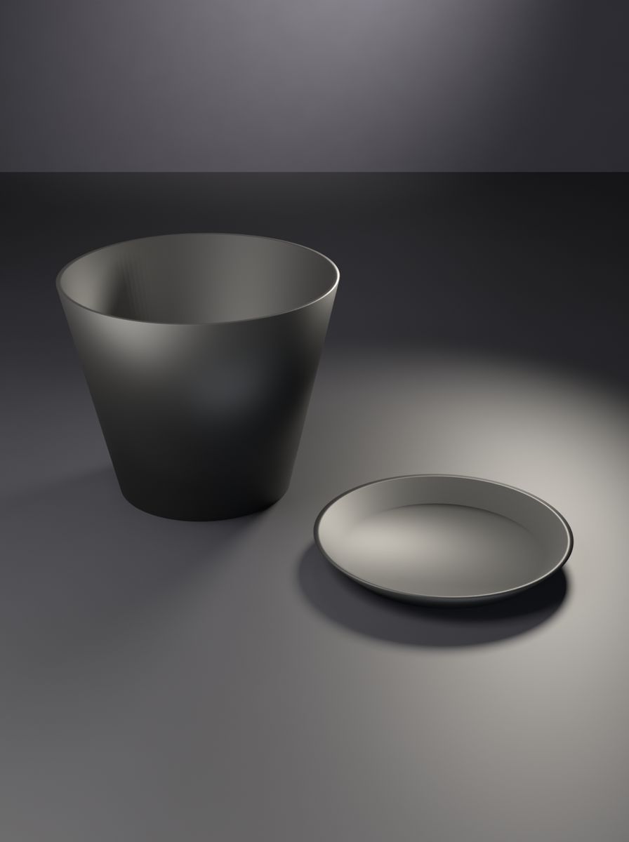 Konik Saksı (110 mm Üst Çap, 70 mm Alt Çap, 90 mm Yükseklik, Altlık Tabaklı, Drenaj Delikli)