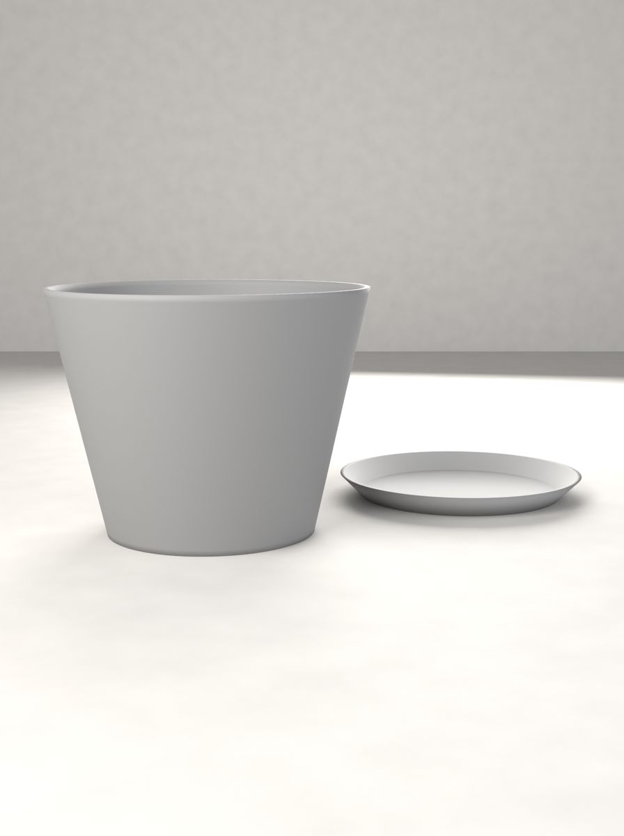 Konik Saksı (130 mm Üst Çap, 85 mm Alt Çap, 100 mm Yükseklik, Altlık Tabaklı, Drenaj Delikli) görsel 2