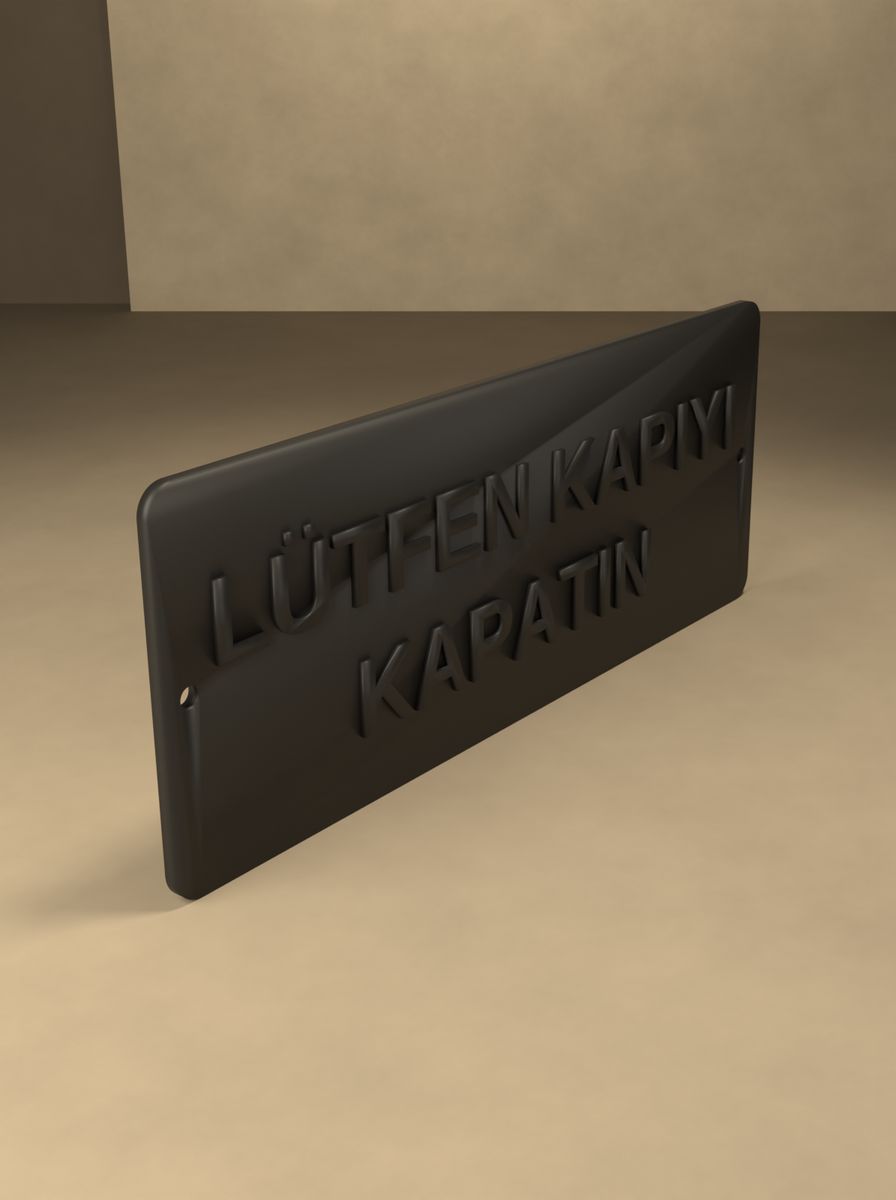 Lütfen Kapıyı Kapatın Tabelası (200 × 80 mm, Kabartma Yazılı, Montaj Delikli) görsel 4