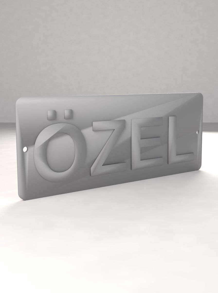 Özel Tabelası (200 × 80 mm, Kabartma Yazılı, Montaj Delikli) görsel 2