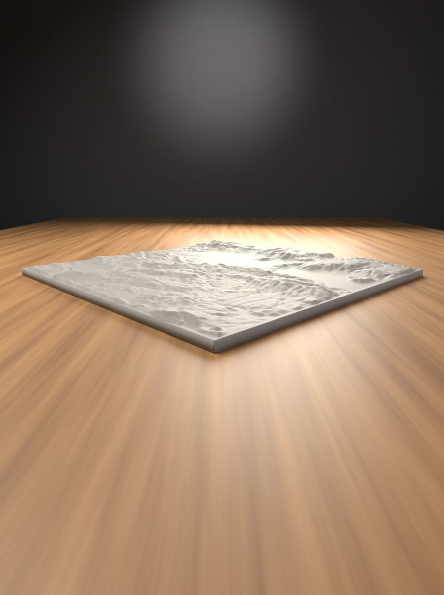 Palandöken Dağı Rölyef Haritası (200 × 200 mm, Topografik Duvar Dekoru) görsel 2