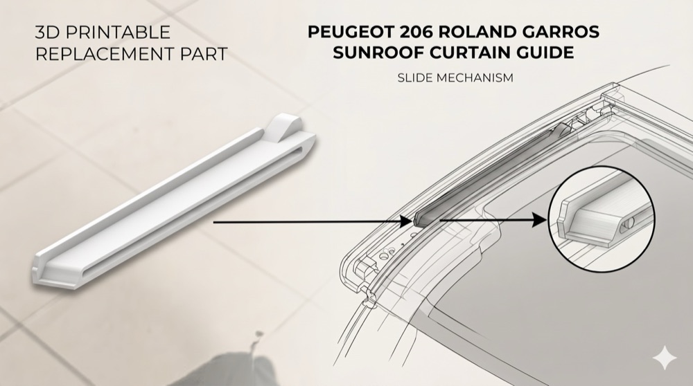 Peugeot 206 Roland Garros Sunroof Perde Kızağı görsel 3