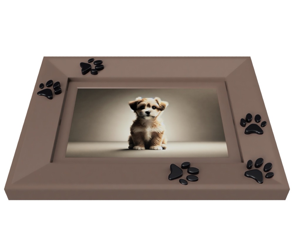 Köpek Sever Fotoğraf Çerçevesi (İki Renkli, Pati Desenli) görsel 2