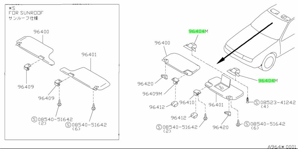 Nissan Cefiro A31 Güneş Siperliği Kayar Klipsi görsel 4