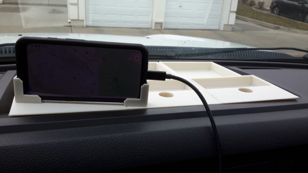 Ford F250 için telefon tutucu ve saklama bölmeli dash insert