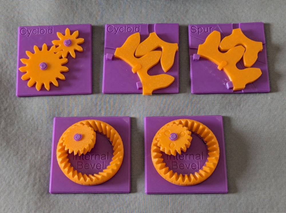 Sikloid ve İnvolüt Diş Profili ile İç Konik Dişli Örnekleri (5 Parçalı Eğitici Set)