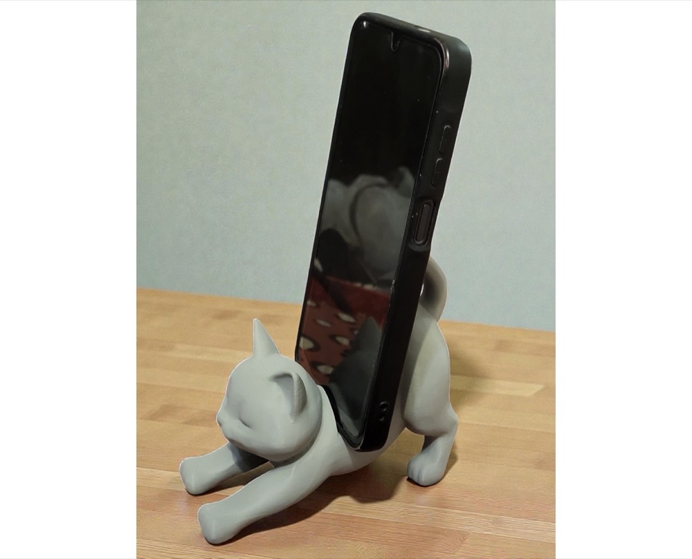 Kedi Şekilli Telefon Standı (Gerinen Kedi) görsel 2