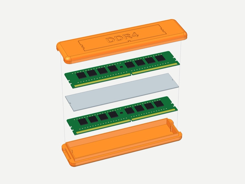 DDR4 Bellek Saklama Kutusu (2 ve 4 Modüllük Sürüm, Kapaklı ve Ara Parçalı) görsel 2