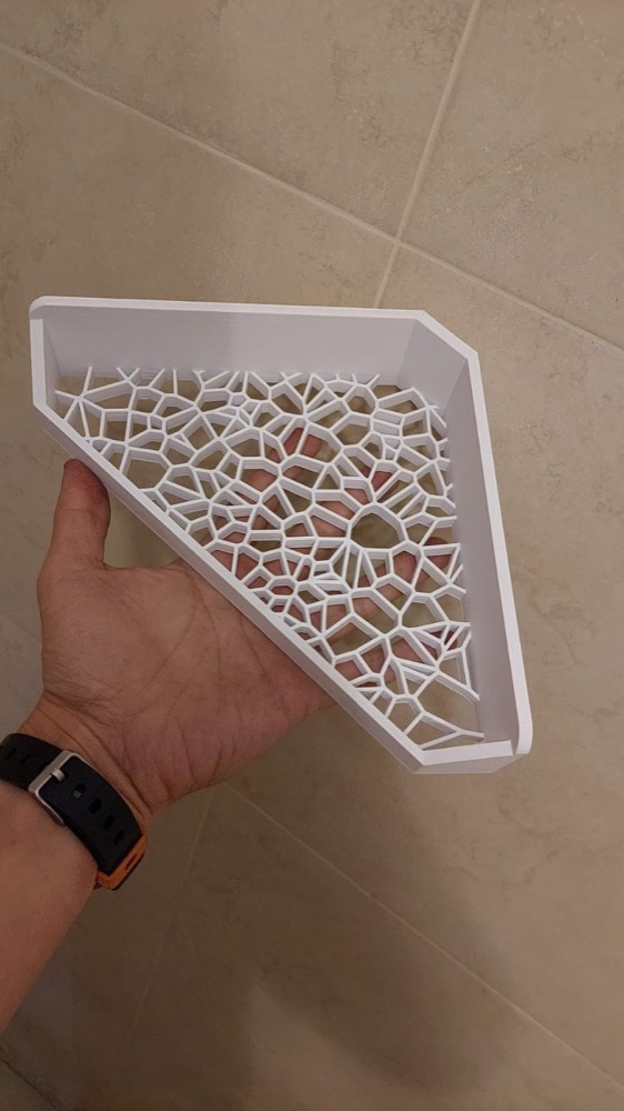 Voronoi Desenli Duş Köşe Rafı (Yapıştırılır ya da Vidalanır)