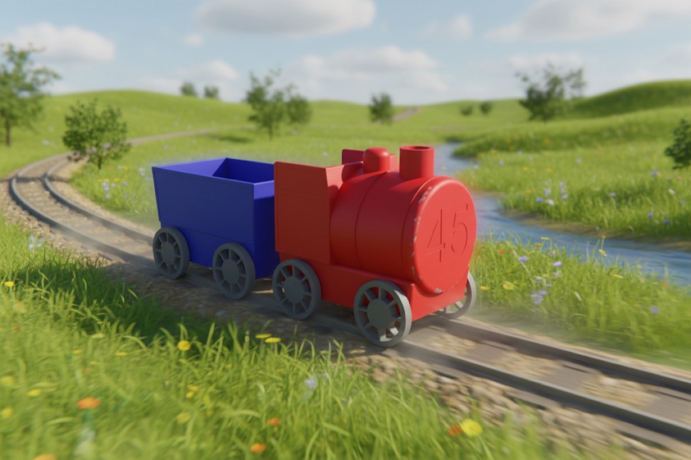 Peluş Oyuncak Taşıyan Tekerlekli Çocuk Treni (Lokomotif ve Vagonlar) görsel 2