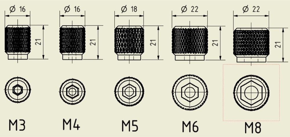 Tırtıllı El Vidası ve Somun Başı (M3, M4, M5, M6, M8) görsel 4